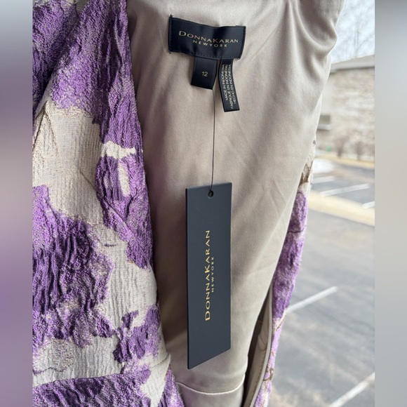 🆕✨DonnaKaran New York Textured Floral Midi Dress Purple Beige Jacquard Size 4,12 - Picture 13 of 16